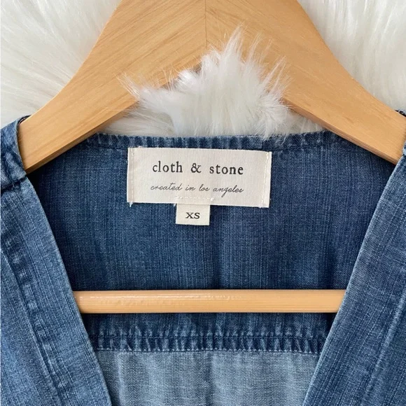 Anthropologie Cloth & Stone Chambray Denim Jumpsuit NEW XS - Picture 12 of 13